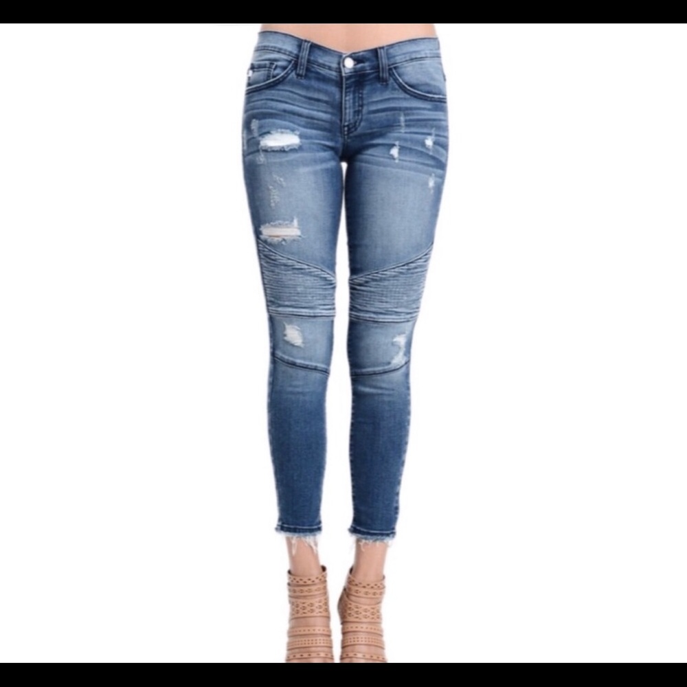 Kancan Jeans Skinny Ankle Distressed Moto